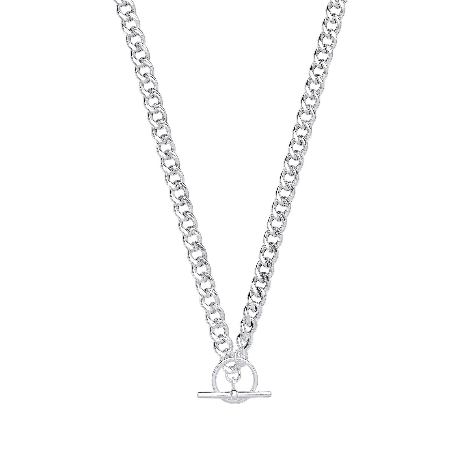 Silver T-Bar Curb Chain Necklace/Bracelet - Fine Bracelet - Certified Authentic - Swiss Made – Luxury Jewellery by Imp